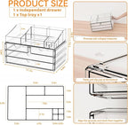 Yieach Acrylic Make up Organizers for Counter,Desk and Vanity,2 Pack Stackable Bathroom Counter Organizer with Drawers,Large 