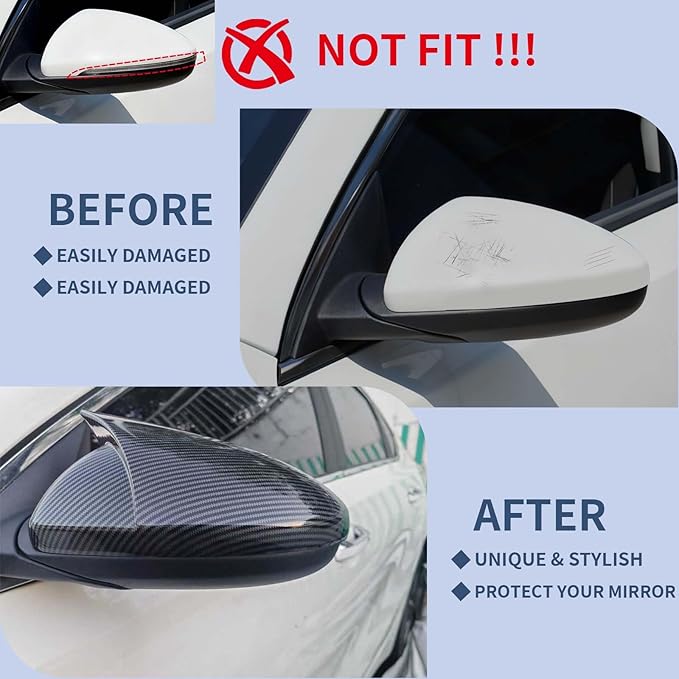 Side Rearview Mirror Cover For Kia Forte 2019-2024 Accessories Aggressive Look Sport Door Side LH & RH Exterior Rearview Mirror Guard Cover Trims Carbon Fiber Color（Without Turn Signal）