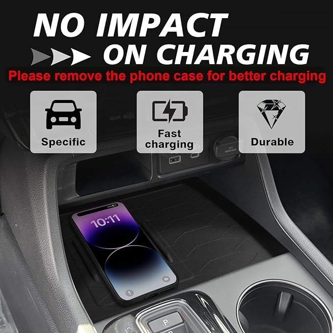 Muslogy Center Console Organizer & Wireless Charger Protective Mat Compatible with Honda Pilot 2023-2026/2024-2026 Passport Accessories Phone Charge Area Cover Console Inserts Mats Anti Slip 2PCS Set