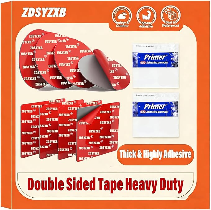 8Pcs Adhesive Dashboard Mounting Disk Set, 2" Heat Resistant Double Sided Mounting Sticker Tape for Car Dashboard Windshield Camera GPS Holder with 4 Adhesion Promoter (4Pcs Round+4Pcs Square)