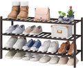 viewcare Long Shoe Rack, Bamboo Wood Shoe Rack for Closet, Entryway & Hallway, 3-Tier Stackable Shoe Shelf