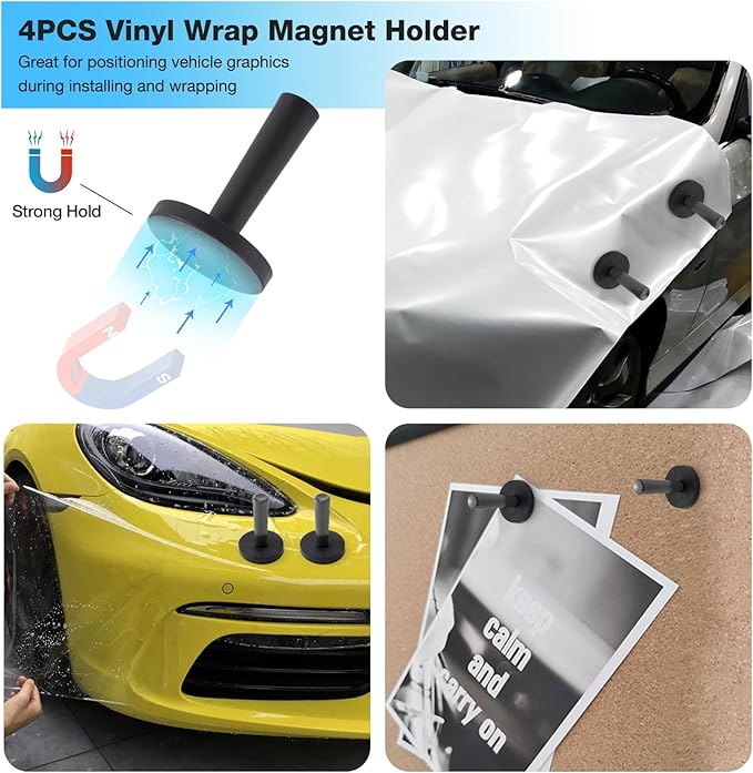 Gomake Vinyl Wrap Tool Kit for Car Window Tint Installation with Magnet Holder, Rubber & Vinyl Squeegees, Shank Gasket, Mini Quarter Squeegee