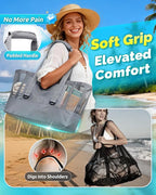 Large Mesh Beach Tote Bag - 50L Pool Bags with 2 Inner Zipper Waterproof Pockets for Swim Toys Towels Travel