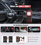 OBD2 Scanner with Upgrade Battery Tester - Diagnostic Tool for Cars that Check Engine Light & Emissions Readiness Read and