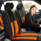 FH Group Orange Polyester Car Seat Covers - Full Set with Front and Rear Seat Cover, Universal Fit, Striking Striped Design, 