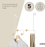 Umbra Estique Over The Door Coat Rack & Multi-Use Organizer, for Coats, Bags, Hats & More, Small, White/Natural