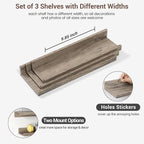 Axeman Picture Ledge Shelf | 16 Inch Grey Floating Shelves Set of 3 | Rustic Grey Wood Wall Shelves with Lip | 16" Picture Sh