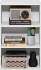 Furinno Basic Book Shelf, 3-Tier Bookshelf, Cube Storage Organizer Bookcase with Open Shelf, 7 x 17 x 26, for Living Room, Be