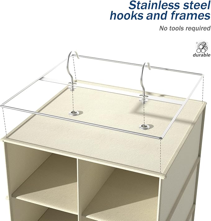 coastal rose Hanging Shoe Organizer for Closet, 20 Sections Hanging Closet Organizers and Storage Shelves, Space Saving Shoe 