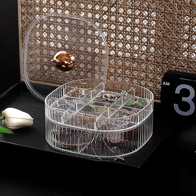 HALAFE Jewelry Box, 3-Layer Acrylic Jewelry Organizer with Cat Shape Handle, Clear Jewelry Boxes for Women Girls, Make up Org