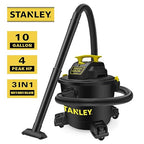 STANLEY Wet/Dry Vacuum SL18191P, 10 Gallon 4 Horsepower 16 FT Clean Range Shop, Ideal for Home/Garage/Laundry Rooms with Atta