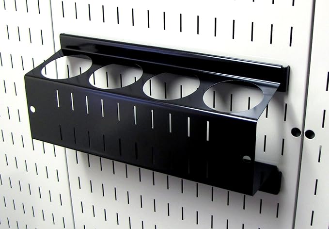 Wall Control Pegboard Spray Can Holder Bracket and Aerosol Can Organizer Pegboard and Slotted Tool Board - Black (Pack of 6)