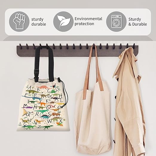 Car Trash Bag Large Hanging Can for Back of Seat, Cute Waterproof Car Garbage Bag for Vehicle, Travelling, Outdoor Cute Alphabet Dinosaur