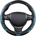 Car Leather Steering Wheel Cover - Panapi Material, Universal 14.5-15 Inch Leather Anti-Slip Breathable Auto Steering Wheel C
