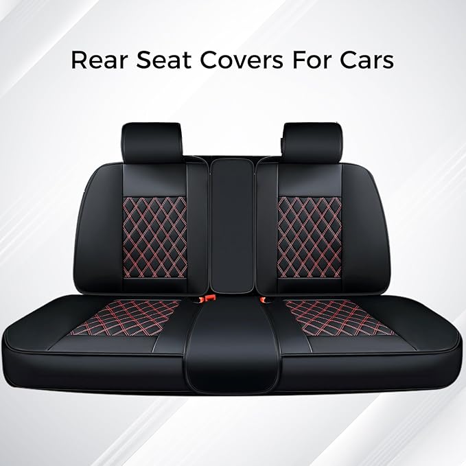Huidasource Rear Seat Cover, Nappa Leather Back Seat Cover Velcro Adjustable, Compatible with Armrests, Seat Belts, Child Saf