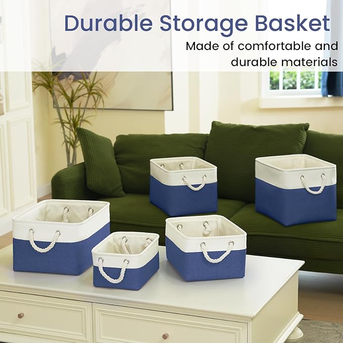 Large Storage Baskets- 15x11x10 inch Storage Bins for Shelves and Closet Organizing, Foldable Fabric Bin for Home Organizatio