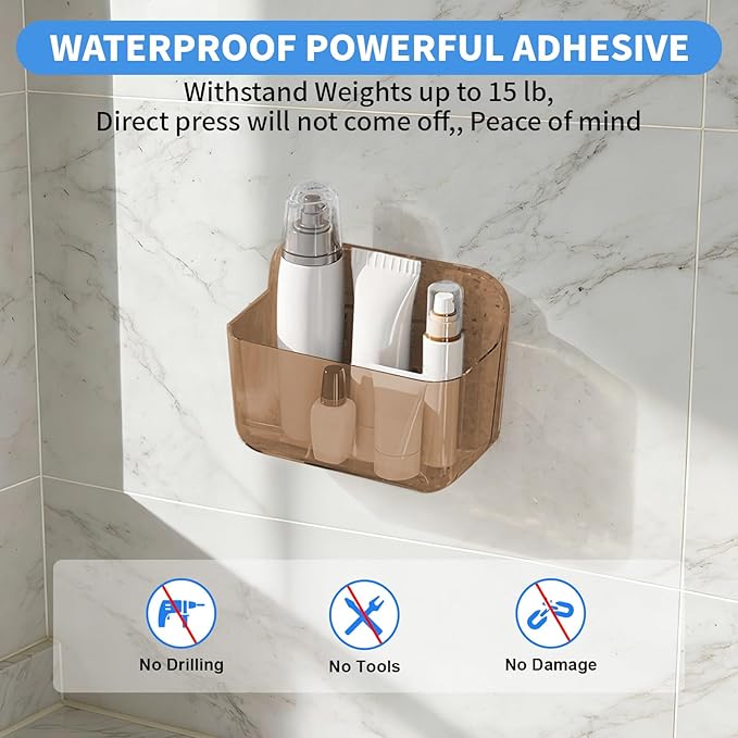 Diesisa 2pc Acrylic Wall Mount Organizer, Adhesive Cabinet Door Organizer,Acrylic Bathroom Shelves for Wall,No Drilling Hang 