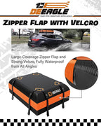 DEEAGLE Rooftop Cargo Carrier 15 Cubic Feet – Car Roof Cargo Bag for Vehicles Without Roof Rack – Waterproof Soft Car Top Carrier with Non-Slip Mat, 4 Door Hooks & 8 Reinforced Straps