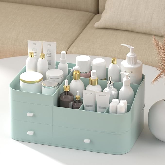 MIUOPUR Makeup Organizer for Vanity, Large Capacity Desk Organizer with Drawers for Cosmetics, Lipsticks, Jewelry, Nail Care,