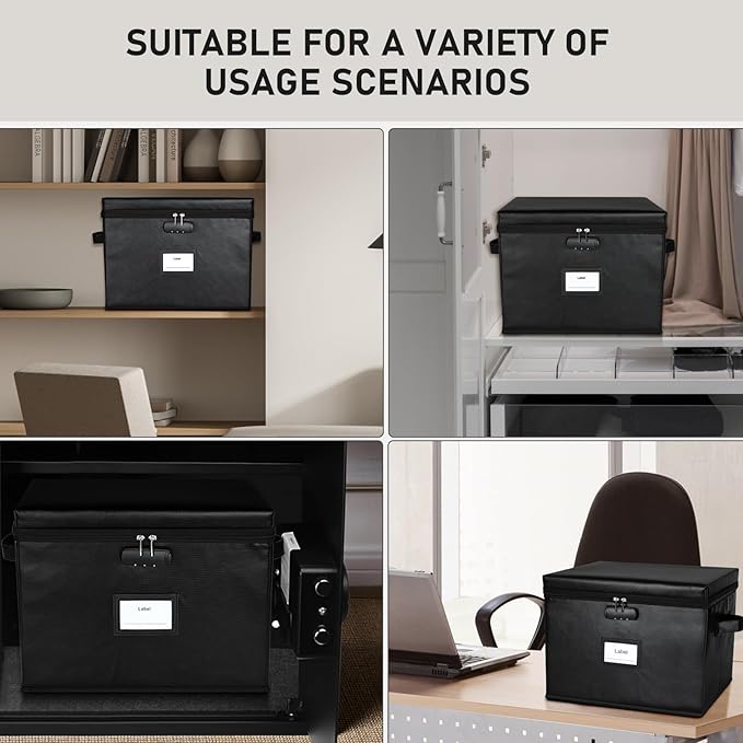 File Box Fireproof Document Box with Lock, Document Safe File Storage Organizer Boxes for Next of Kin Estate Planing Organize