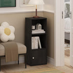 Furinno LUDER Book Shelf, 3-Tier Modern Bookshelf, Bookcase with 1 Door Storage Cabinet, 9.3 x 12 x 31.5, for Organization an