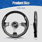 NOKINS 12.5" Universal Golf Cart Steering Wheel, Fit EZGO TXT/RXV/Club Car DS/Precedent/Yamaha, Most Golf Carts (Carbon Fiber Black)