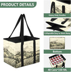 Tuscan Countryside Reusable Grocery Bags Large Shopping Tote Bag with Reinforced Bottom Board, Water Resistant Foldable Stora