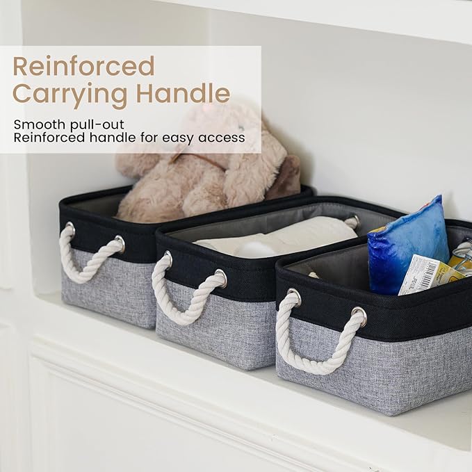 Storage Baskets for Shelves 11.8x7.9x5.2 Inch, Foldable Fabric Storage Bins with Handles, Small Storage Baskets for Organizin