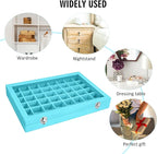 Vicoter Velvet Jewelry Tray 48 Compartments Jewelry Display Organizer with Transparent Cover Rings, Earrings, Necklaces, Pend