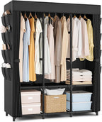 Wardrobe Closet, Portable Closets for Hanging Clothes 19mm Steel Tube Portable Wardrobe Closet for Bedroom, Clothes Rack with