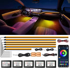 Acrylic Interior Car Lights, WEBUPAR Car Accessories 10 in 1 Car LED Strip Lights with APP Control, 175 inches 593 LEDs Fiber Optic Lights, RGB Neon Light Kits