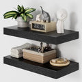 Heimlove 12" Deep Black Floating Shelves for Wall, 24 Inch Shelf Bathroom Shelves Set of 2, Mounted Shelves for Books Living 