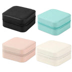Neveika Portable Travel Mini Jewelry Box Leather Jewellery Ring Organizer Case Storage Gift Box Girls Women (4 colorx1).