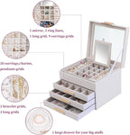 BOOVO Clear Lid Jewelry Box,4 Layers Jewelry Organizer Large Jewelry Storage Box with 3 Drawers,Jewelry Holder Organzier of R