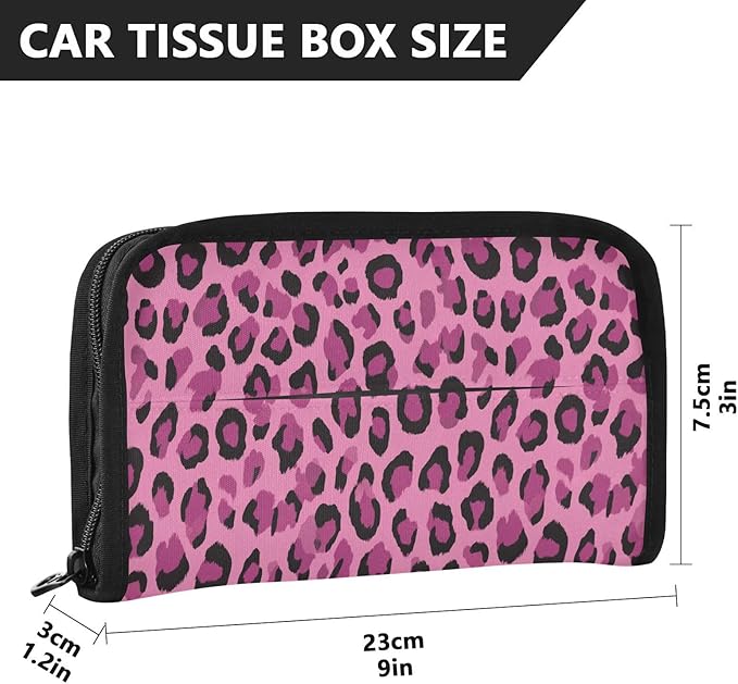 Car Tissue Holder Car Visor Organizer Tissue Box Holder for Car Sun Visor Organizer with Car Vehicle Accessories Essentials Interior for Women Men Pink Leopard Spots DarkMarks