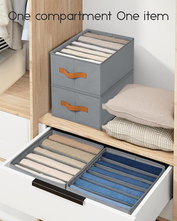 Homsorout Closet Organizers and Storage - Fabric Clothes Organizer with Handles, Foldable Jeans Organizer for Clothes, Drawer