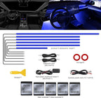 RGB Acrylic Interior Car LED Strip Light with Wireless APP, Car Accessories 6 in 1 with 175 inches 593 LEDs Fiber Optic Ambient Lighting Kits, Dynamic Music Sync Neon LED Strip Light for Car
