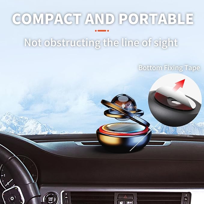 Kwak's Car Air Freshener Solar Energy Rotating Refillable Air Purifier for Car Interior Dashboard Autorotation Decoration Acc