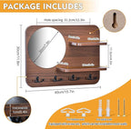 Coat Rack with Shelf Rustic Wooden Wall Mounted Hanging Coat Rack with Mirror Shelves and 4 Double Hooks Decorative Entryway 