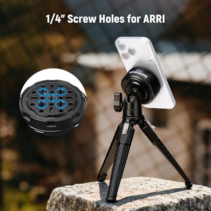 NEEWER Electric Suction Cup Mount with 1/4" Screw Holes for Phone Holder/Action Camera Adapter Compatible with iPhone GoPro DJI Insta360, Quick Release for POV Car Windshield Video Recording, CA164