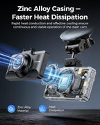 AZDOME M01 Max UHD 4K Dash Cam Front and Rear, Built-in Wi-Fi, Free 64GB Card, App Control, 4K+1080 Dash Camera for Car, Buil