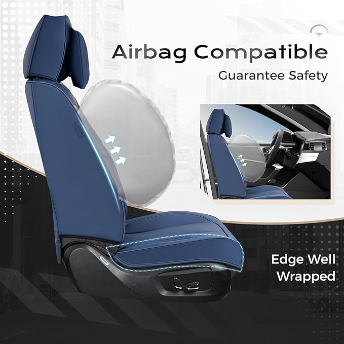 Coverado Seat Covers, Car Seat Covers Front Seats, Car Seat Cover, Car Seat Protector Waterproof, Seat Cushion Nappa Leather 