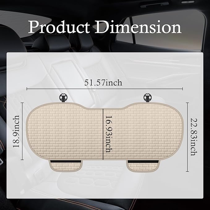 Car Back Seat Cover,Non-Slip & Breathable Bench Seat Cover with Side Pockets for Car Storage & Protecting Interiors,Universal