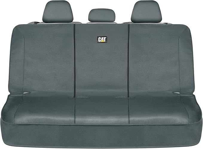 CAT Flexfit™ Gray Rear Seat Cover for Car, SUV, & Truck - Durable Canvas Material Back Car Seat Covers 60/40 Split Bench Prot