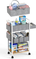 LIDTOP 2In1 Diaper Caddy & 4-Tier Rolling Diaper Cart, Diaper Caddy Organizer Cart with Dividers & Drawer, Mobile Metal Bedsi