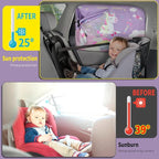 Car Window Shades, 2 PCS Magnetic Double Layer Car Sun Shade for Side Windows Privacy Full Covers/Half Shade Options Unicorn Patterns Car Window Curtains for Baby Protection