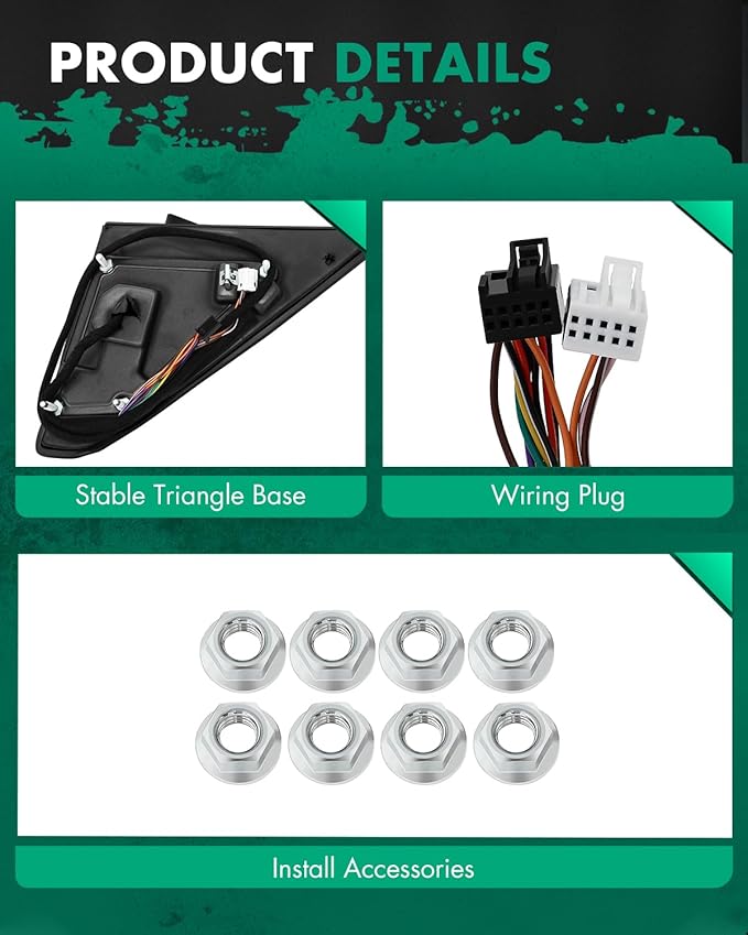 SCITOO Tow Mirrors Power Heated Puddle Parallel Turn Signal Auxiliary Light Temp Sensor Black Towing Mirrors Replacement Fit for 2019-2022 For Dodge For Ram 1500 Pickup Truck
