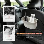 Car Trash Can, Mini Auto Garbage Bin Multipurpose Storage Container with Slot Clip, Waterproof Leather Small Dustbin Interior Accessories for Vehicle Door Front Back Seat (White)