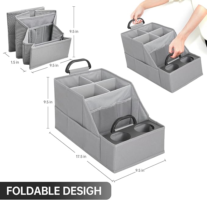 MULISOFT Car Seat Organizer- Backseat Car Organizer with 12 Storages Compartments and 2 Cup Holders, Organizers and Storage,
