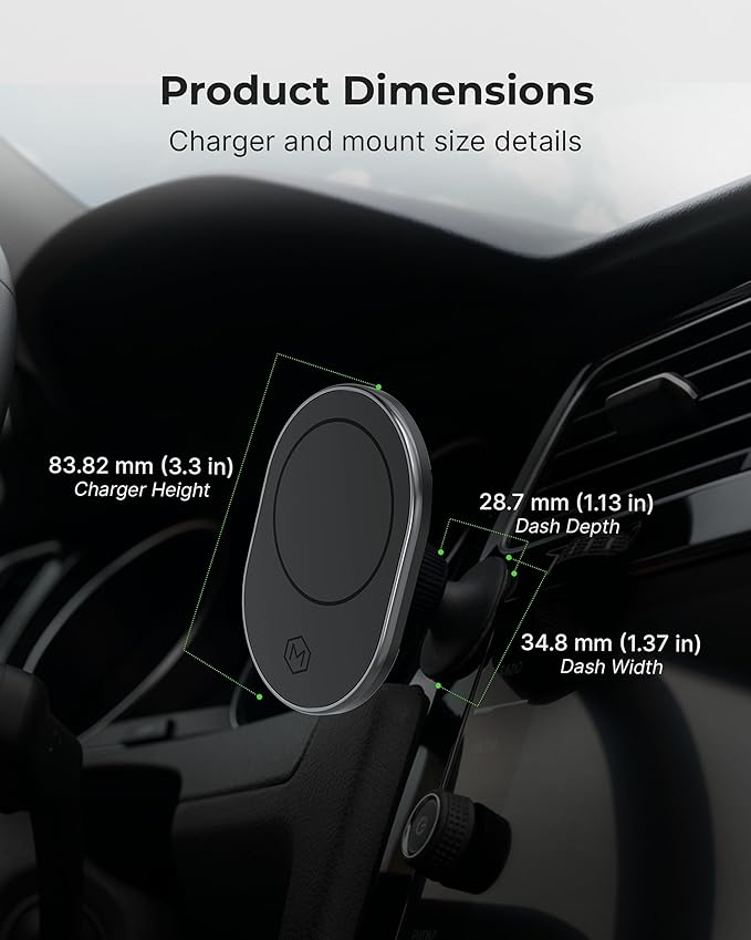 MagSafe Dash Mount Phone Holder - Magnetic Car Holder for iPhone 14/15/16/17, Smartphone MagSafe Cases, 360° Rotation, Sleek Clutter-Free Design, Secure Magnetic Dash Mount for Navigation